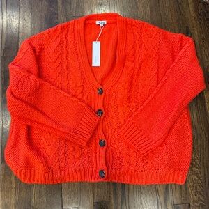 525 America Women's Red Cable Knit Cardigan
